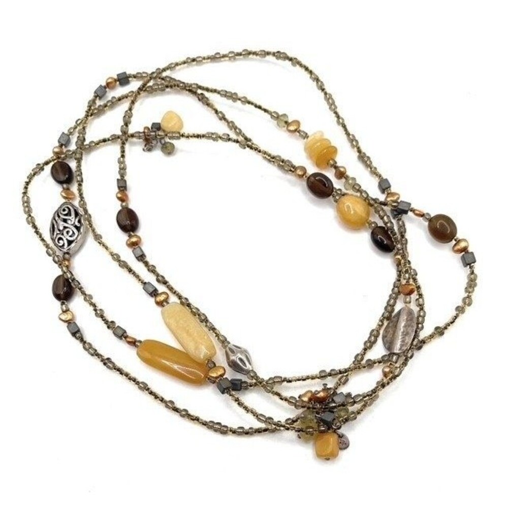 SILPADA N1928 Sterling Silver Serpentine Necklace Boho Bronze Pearl Glass Beads